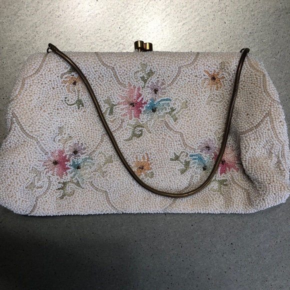 VINTAGE Beaded/Floral Hand Made/Purse/France - Picture 7 of 7